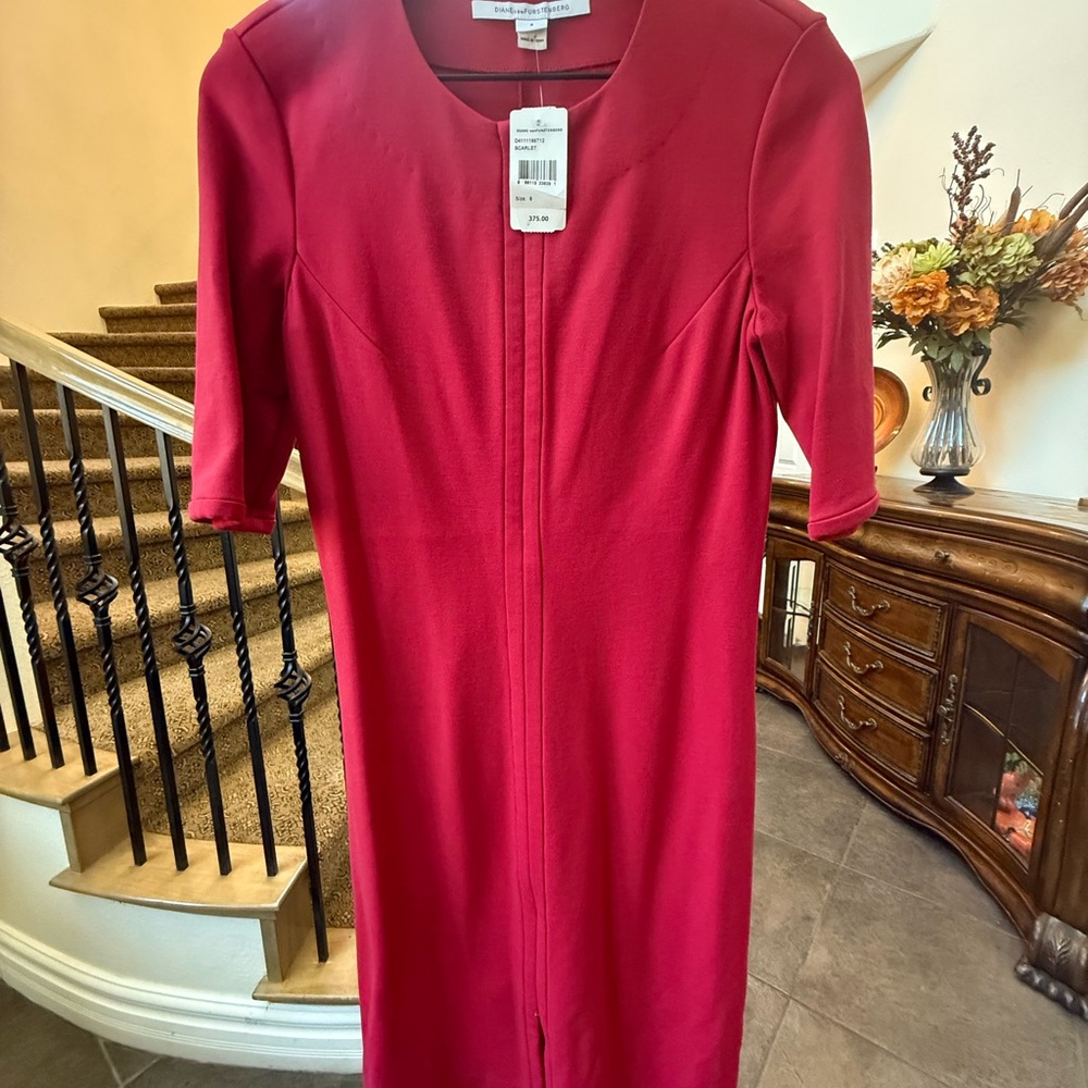 Diane Von Furstenberg Vibrant Red Midi Dress